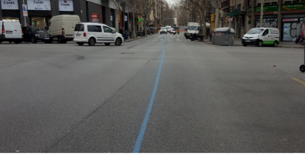 línea azul indicando el recorrido en la Maratón de Barcelona